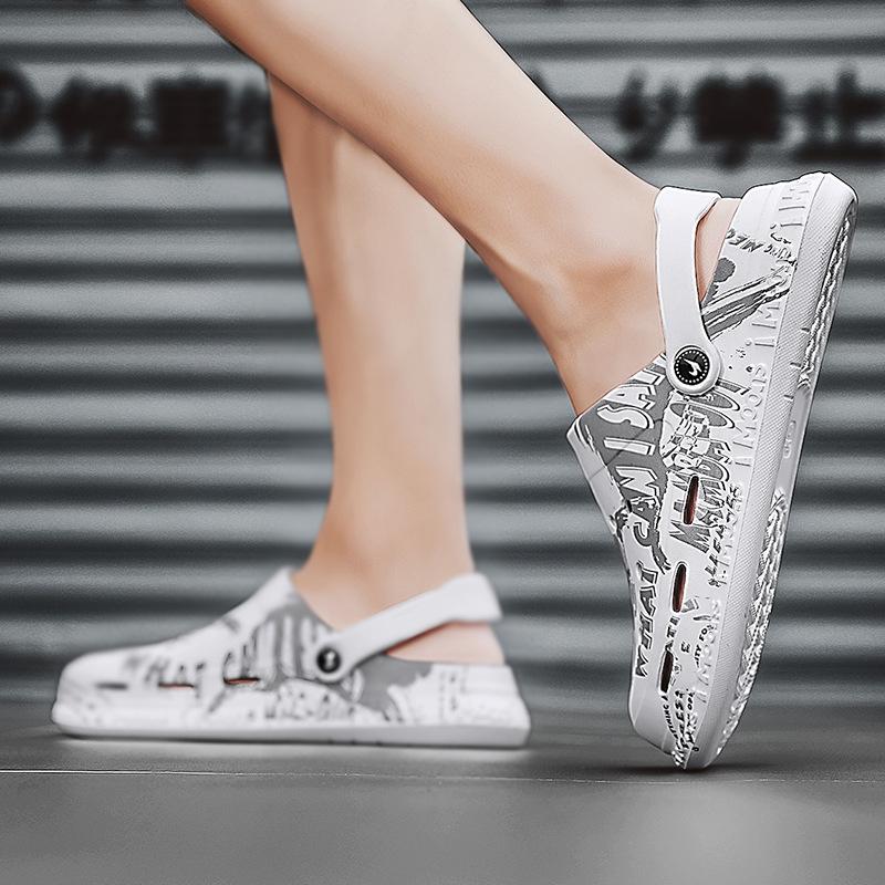 Summer Men'S Camouflage Surface Hole Shoes Seaside Big Head Shoes Eva Garden Shoes Platform Rain Shoes Bag Head Light And Non-Slip