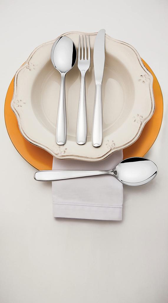 Tramontina Malaysia Lightweight Stainless Steel Cutlery Made in TRAMONTINA 24-Piece Dishwasher-Safe Set, Gift, Brazil, 66902/976