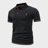 Herren Casual Waffel-Polo mit Golfer-Print, kurzärmlig