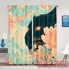 2D FLAT PRINTING 2pcs Curtains (Without Rod) Floral Panther Design Women Is Day Festival Creative Curtains Versatile Fabric