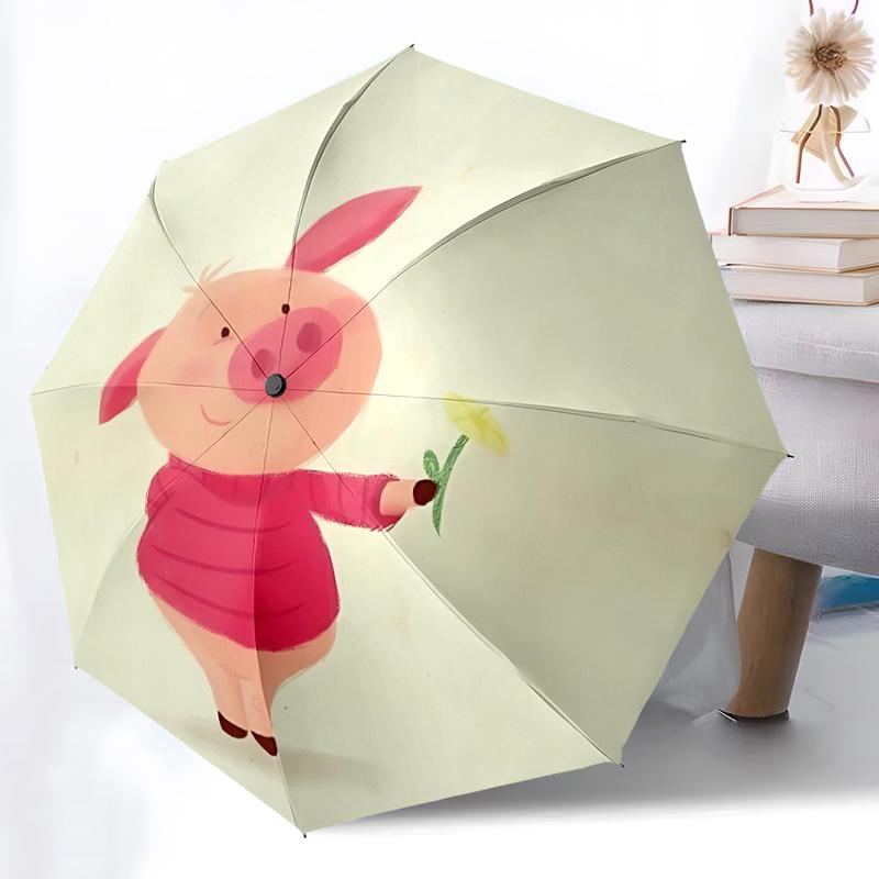 1pc Piglet Flower Umbrella That Opens  Closes Automatically  Perfect Gift with a Convenient Folding Mechanism 69