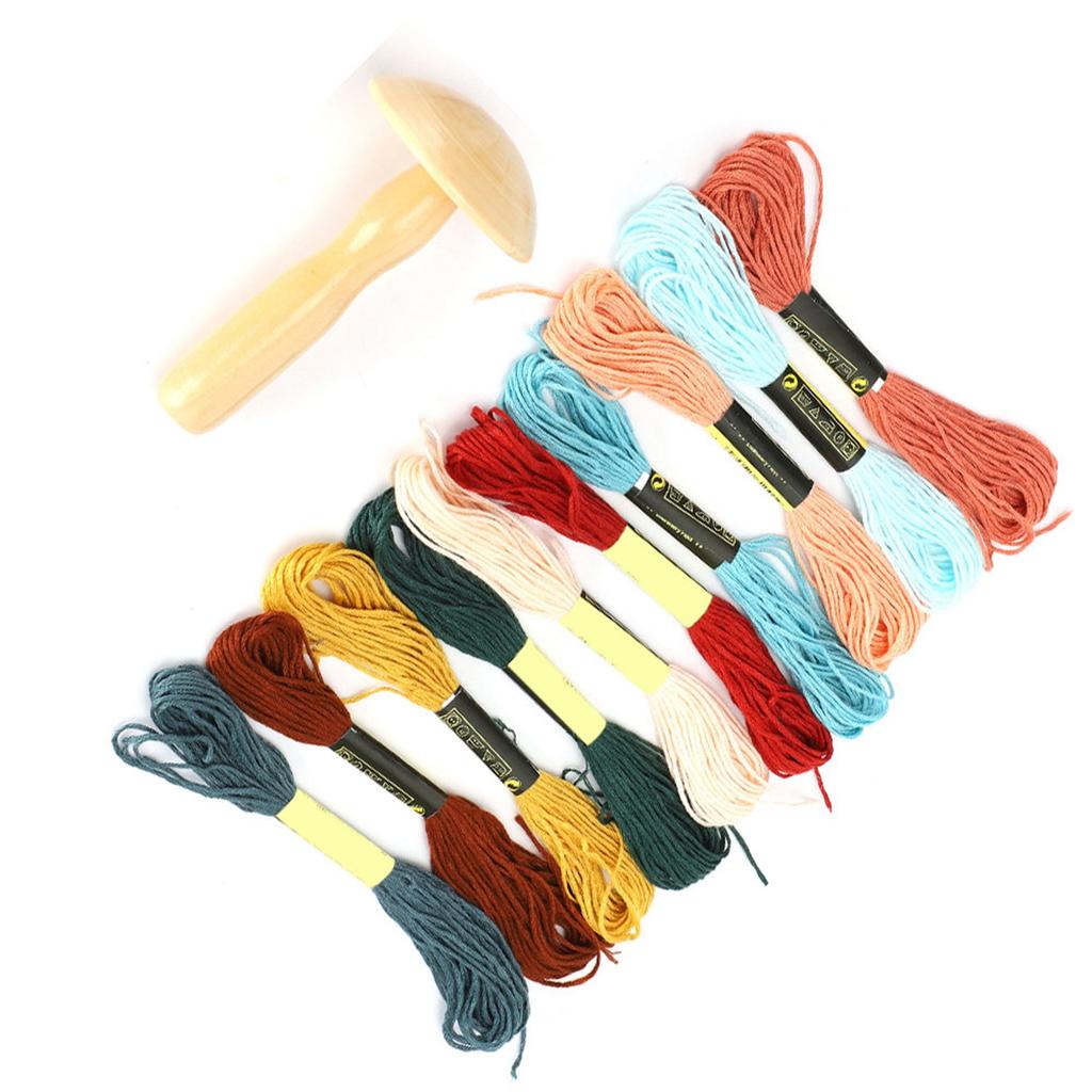 Wooden Darning Supplies Kit Mushroom Patching Threads Tool for DIY Sewing Home Travel Handicraft