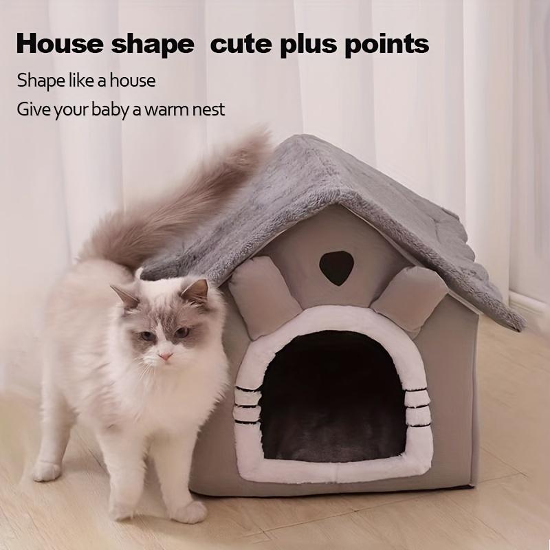 Foldable Cat House Bed - Removable & Washable - Indoor Pet Sleeping Kennel - Cozy Nest with Cute Little Ears for Small Pets