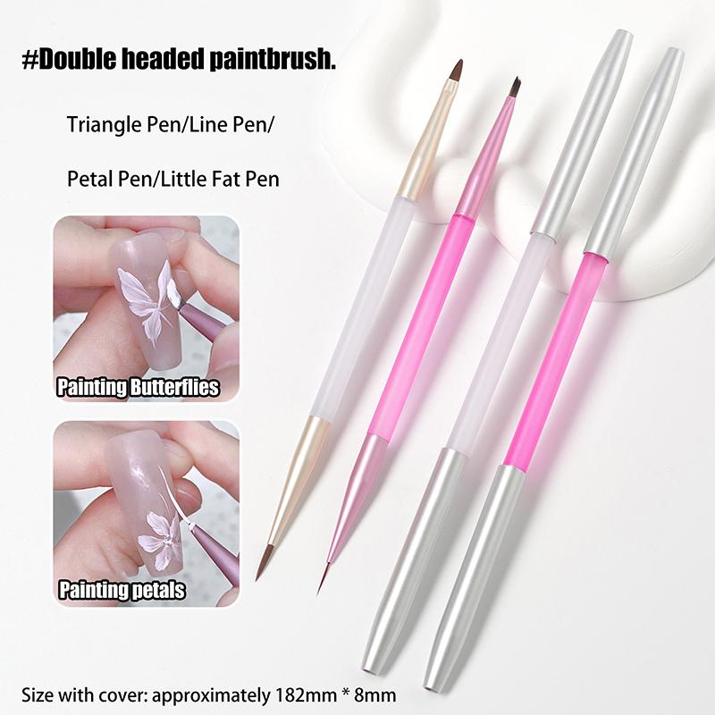 Double Headed Diy Painting Brushes For Nail Art Design Witn Pen Cover Uv Gel Drawing Brush Triangle Pen Manicure Tool
