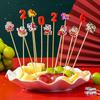 100Pcs Christmas Fruit Skewer Toothpick Xmas Tree Snowflake Santa Disposable Cake Food Cocktail Picks Sticks New Year Decor
