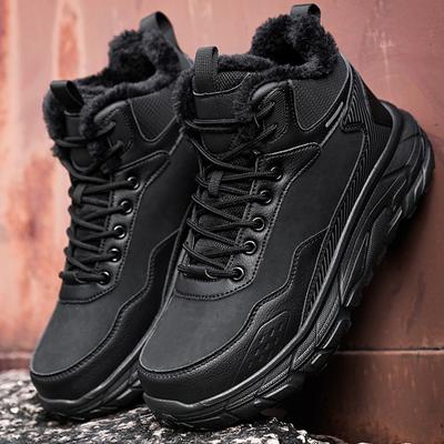 39-48 Men's Plush High-top Outdoor Shoes Ultra-light Large Size Hiking Shoes Plush Warm Hiking Boots