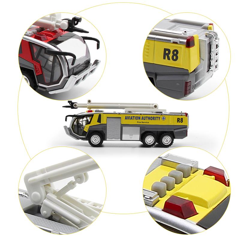 1/32 lotniskowe wozy strażackie dla chłopców, wóz strażacki zabawki Diecast silnik wozu strażackiego Pullback zabawka cierna pojazd inżynieryjny Model wozu strażackiego