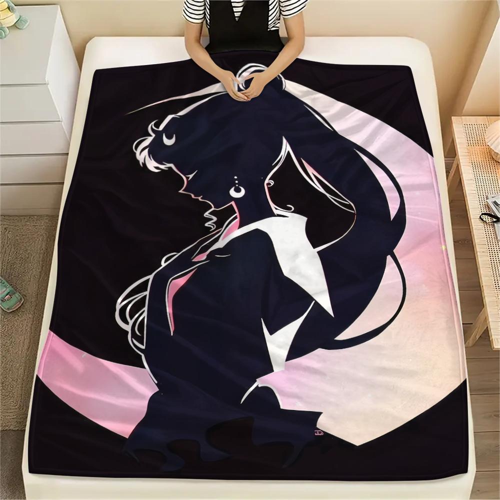 Sailor Moon Sailor Mercury pattern Flannel Blanket, High quality Comfortable for All Seasons, Home Decor, Warmth and Comfort, Perfect for Gifts.