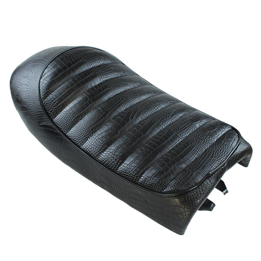 Motorcycle Black Retro Leather Crocodile Pattern Hump Cafe Racer Seat for Honda