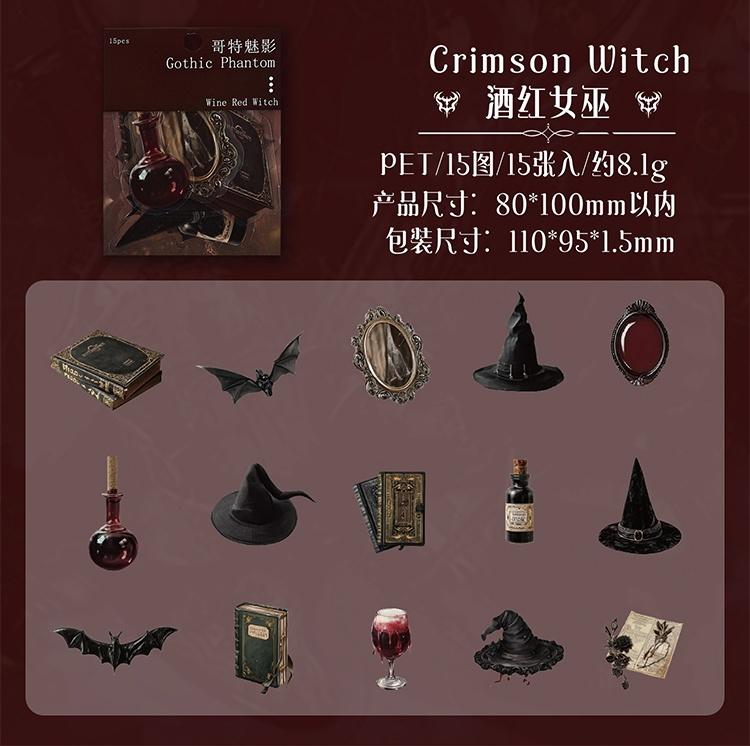 

15/90pcs Gothic Phantom Series Creative Retro Gothic Decoration PET Stickers Art Handbook Scrapbook DIY Aesthetic Supplies