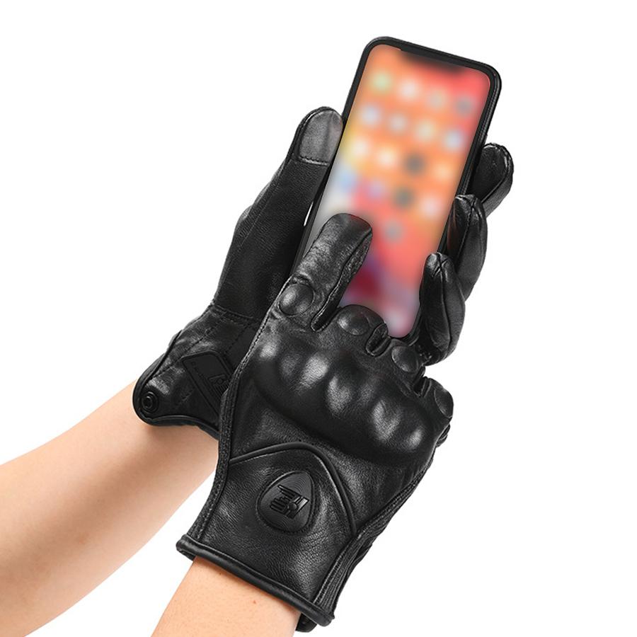 Motorcycle gloves, genuine leather, men's and women's riding motorcycles, tactical warmth, sheepskin touch screen, off-road prot