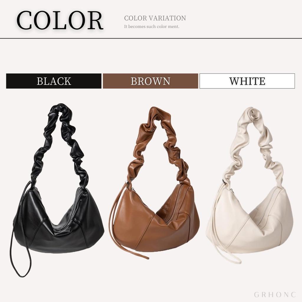 GRHONC Women's 3-Way Shoulder Bag, Crossbody, Shoulder, or Handbag, Adjustable Length, Large Capacity, Lightweight PU Leather (White)