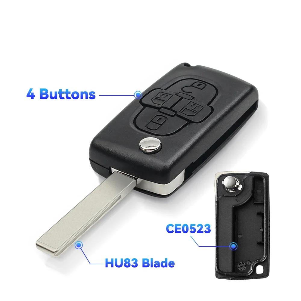 S For Peugeot 1007 For Citroen C8 4 Buttons Remote Flip Folding Car Key Shell Case Fob Va2 Hu82 Blade Ce0523 Ce0536