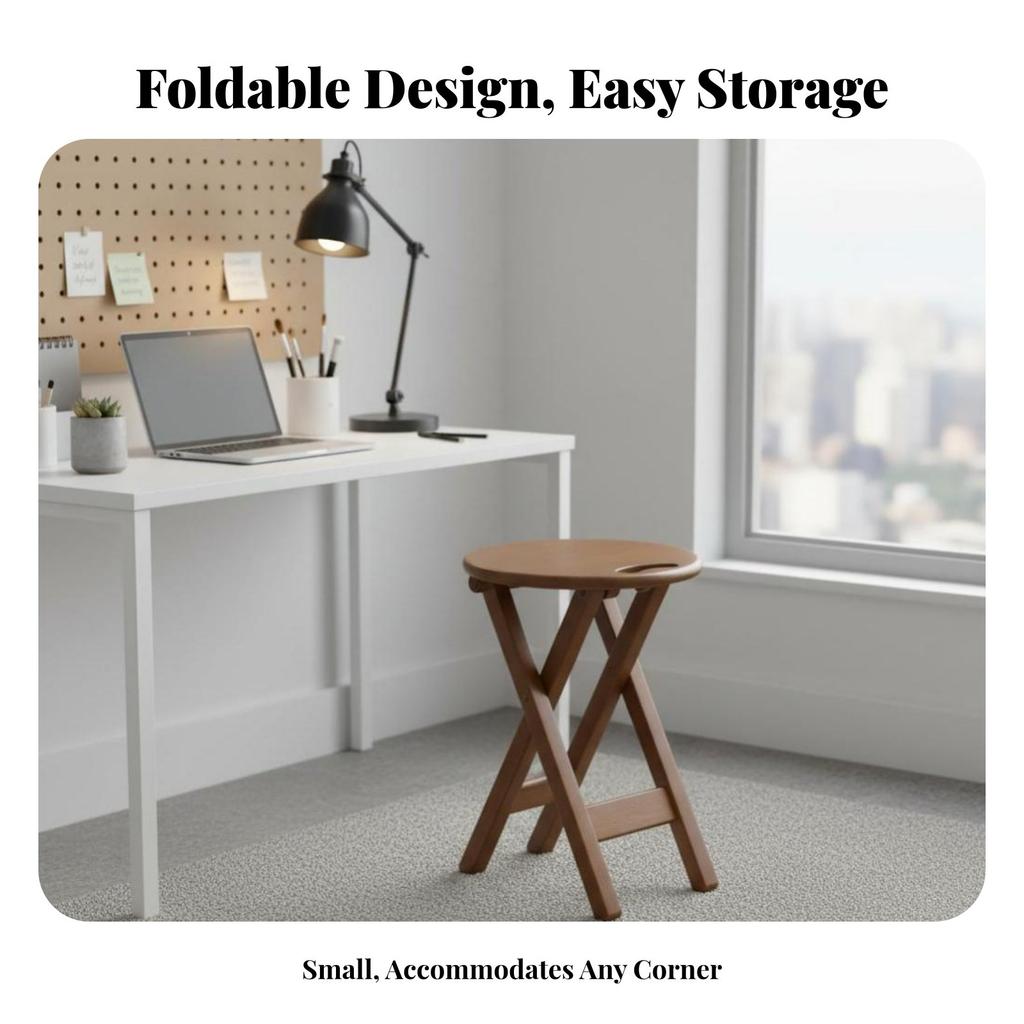Padded Round Stool Foldable Portable Seat Space-Saving Easy Storage for Event Hosts, Campers, Indoor Use, Kitchen, Dorm Room
