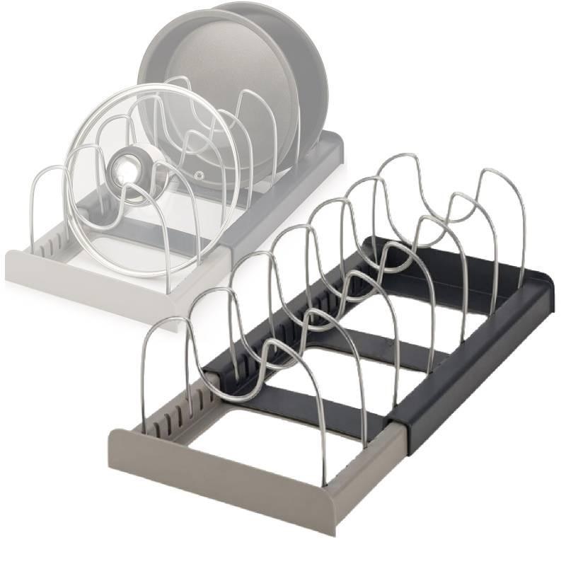 Expandable Adjustable Pan Rack Organizer Modern Simple Design For Kitchen Drawers