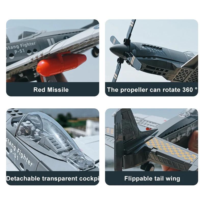 Armee-Stil Hohe Standard-Qualität USA P-51 Hohe Qualität Mustang Hohe Qualität Jäger Hohe Qualität Jets Konstruktionsset Hohe Qualität Bauen