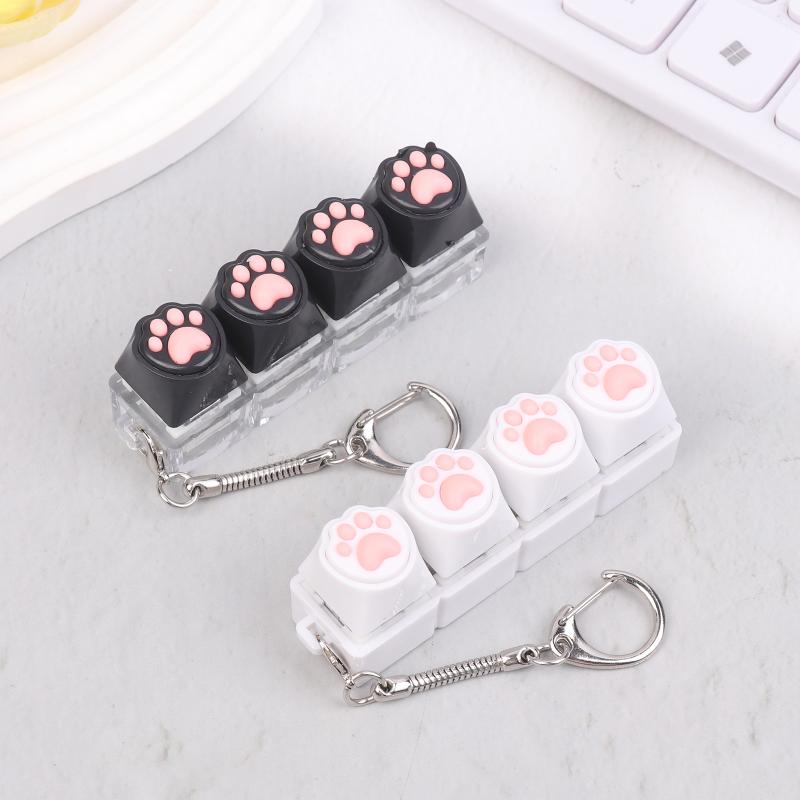 Silicone Cat Paw Keychain Stress Relief Toy For Keyboard Lovers Portable Keyring Gifts