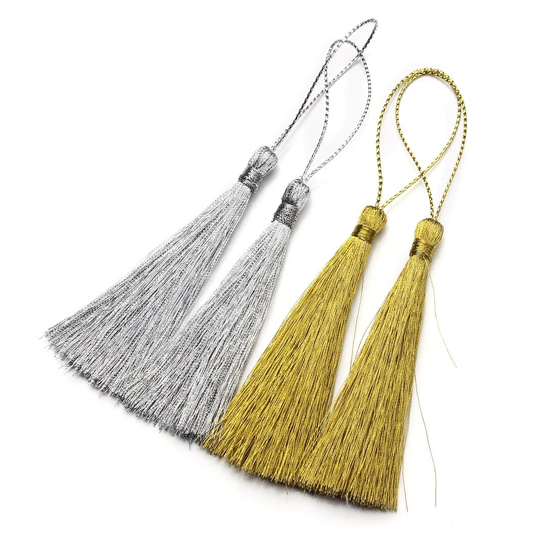 

30pcs 4/6/8cm Silk Tassels Gold Silver Color Polyester Silk Tassels For Jewelry Making DIY Souvenir Bookmarks Sewing Accessories 4cm