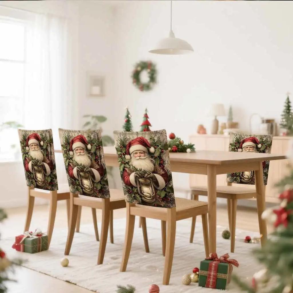 2/4/6pcs/set 45x55cm Retro Santa Claus Chair Cover Table Decoration Dining Seat Chair Covers Dining Room Bar Party Banquate