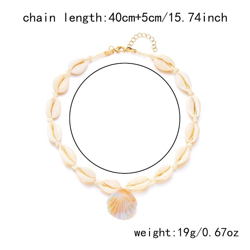 1PC Summer Hot Sale Jewelry Simple Scallop Pendant Necklace Women's Versatile Hand-woven Collarbone Chain Women