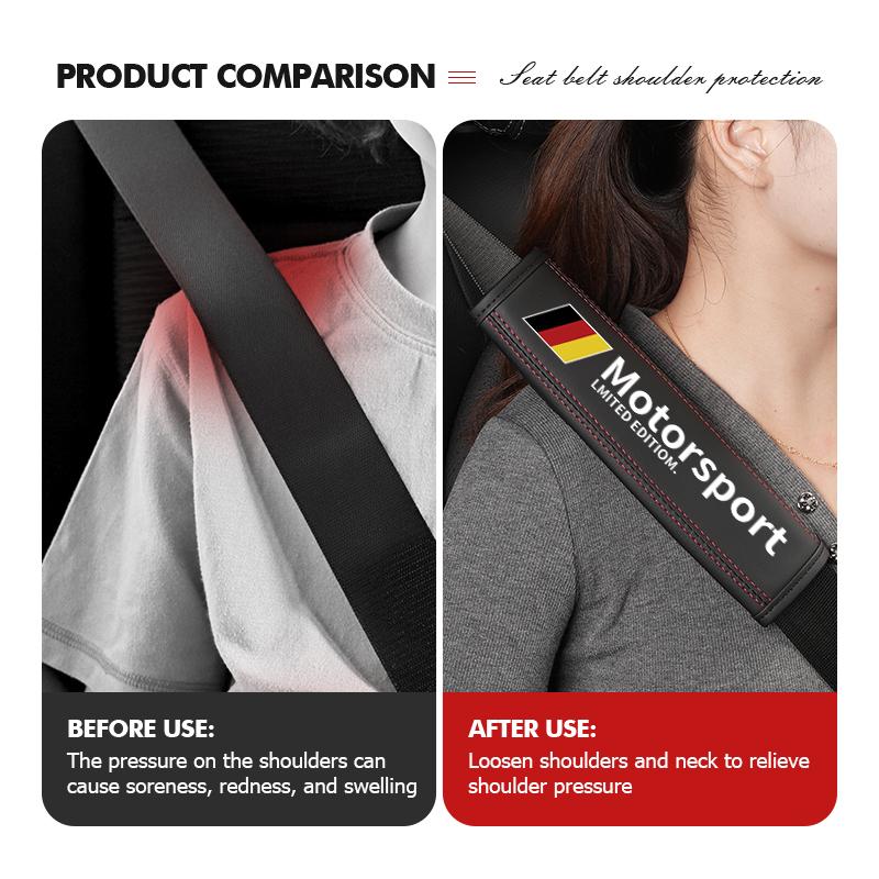 Leather Car Seat Safety Belt Shoulder Protection Padding For BMW M Performance E84 F10 F20 F15 F25 iX iX1 iX2 iX3 iX5 iX7
