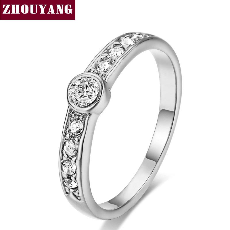 ZHOUYANG Wedding Ring For Women Lover Classic Micro-inserts Cubic Zirconia Wedding Engagement Ring Rose Gold Color Jewelry R062 5.5