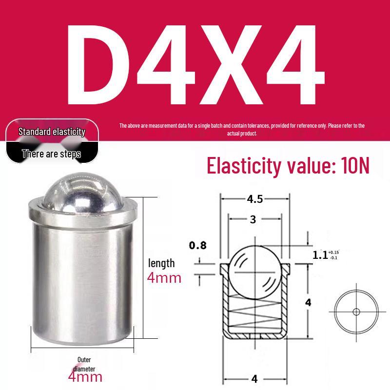 304 Stainless Steel Spring-Loaded Ball Plunger with Limit Screw