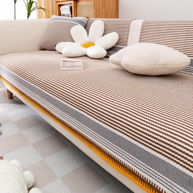 Cotton and Linen Modern Simple Sofa Cushion Sofa Towel Cover Cloth Cover All-inclusive Non-slip All-season Universal Seat Cushion Thickened