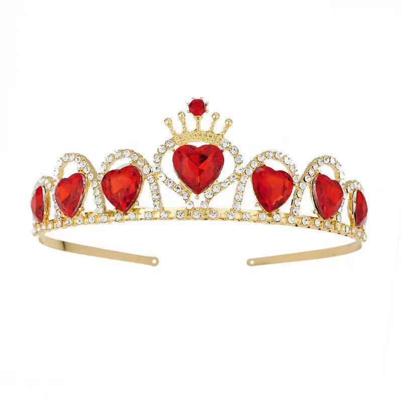 Princess Crown Birthday Wedding Crystal Luxury Crown Bridal Crown Crystal Love Red Hair Crown Necklace Set