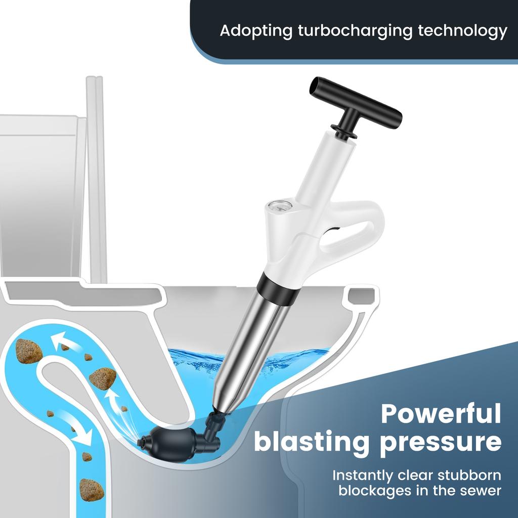 High Pressure Toilet Plunger Bathroom Drain Clog Remover Tool Efficient Air Plunger Blaster Versatile Toilet Unclogger for Home