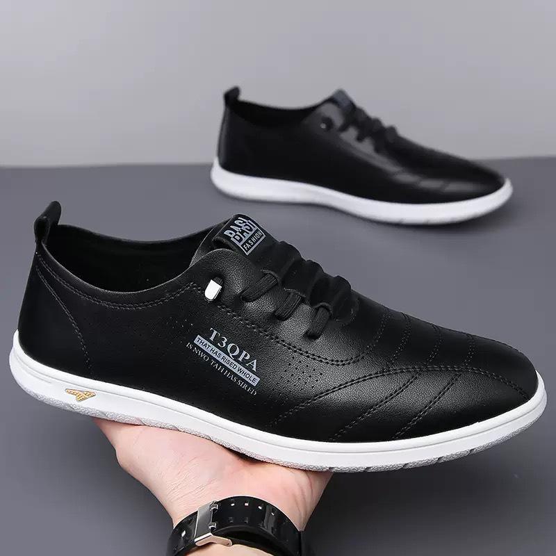 New round head men's casual shoes business trendy men's single shoes little white shoes leather shoes hollow hole shoes leather sandals