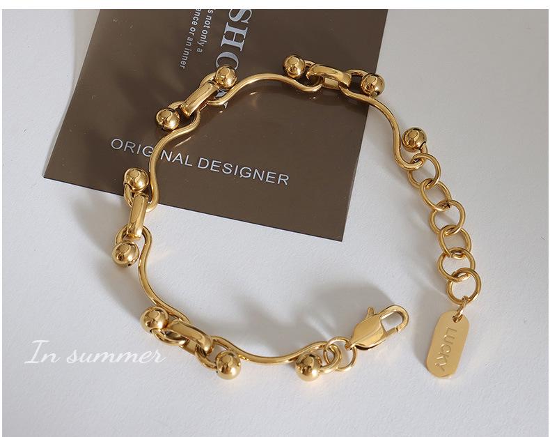 European Spicy Girl Layered Chunky Chain Necklace & Bracelet Set - Gold-Plated Titanium Steel