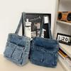 Casual Washed Denim Shoulder Bag, Fashiable Hg Kg Style, Large Capacity Student Backpack for Class, Commuting Tote Bag