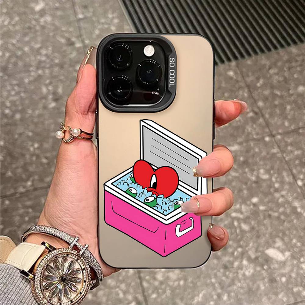 

Cartoon B-bad BunnyS Phone Case For IPhone 17 16 15 14 13 12 11 Pro Max Plus Color Shockproof Back Silver Cover iphone14