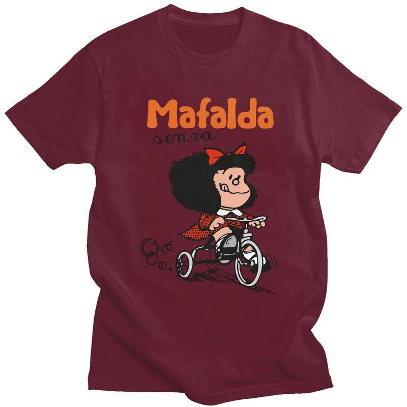 Custom Quino Comic Cartoon Mafalda T Shirt for Men 100 Cotton Tshirt Fashion Tees Short Sleeves Tshirt Clothing