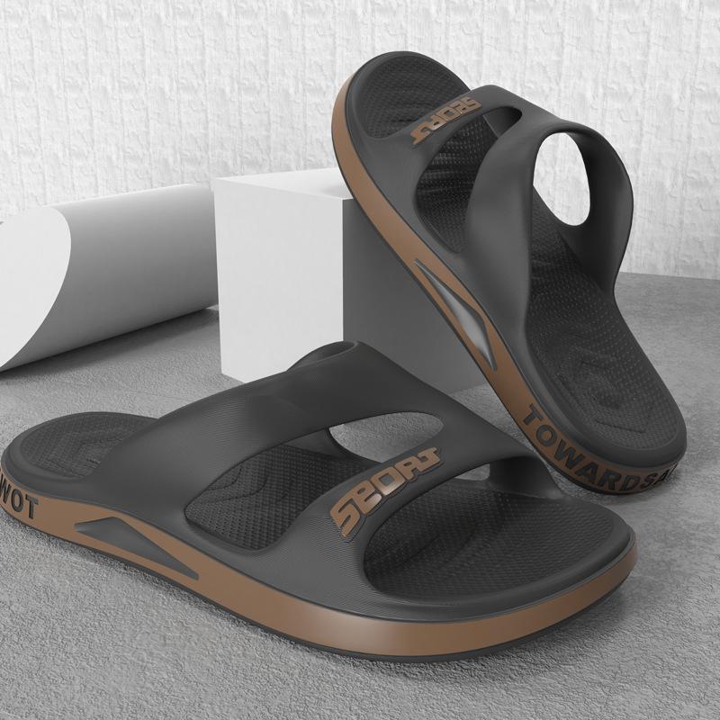 Slippers men's summer wear fashion casual sandals soft-soled outdoor beach shoes one-word slippers household
