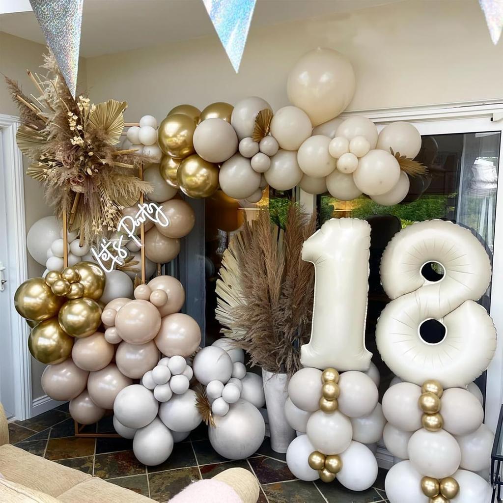 40 Inch Cream White 1 Balloon Numbers, Large Number 1 Balloon Foil Helium Number Balloons, Big 1st Foil Birthday Balloons for Boys Girls 1st Birthday