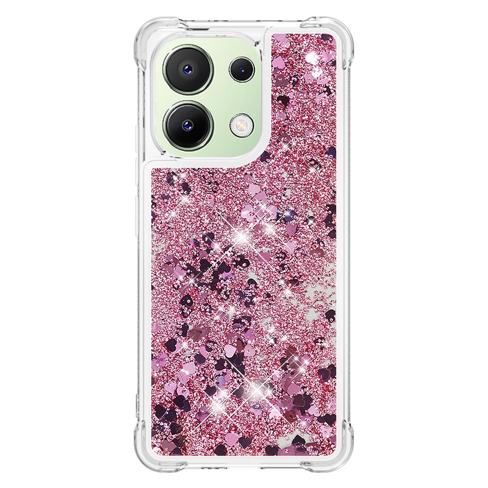 

For Xiaomi Redmi Note 13 4G TPU Case Glitter Quicksand Shockproof Phone Back Cover Rose Gold/Hearts