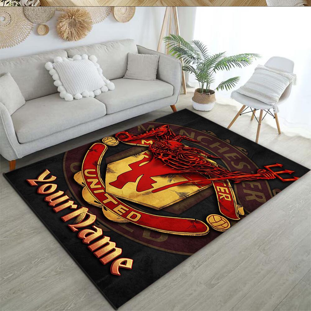 Manchester Personalized Name Floor Mat Design for Game Room Kitchen Outdoor Hallway Anti-slip Rug Office Home Decor Gift for Festivals
