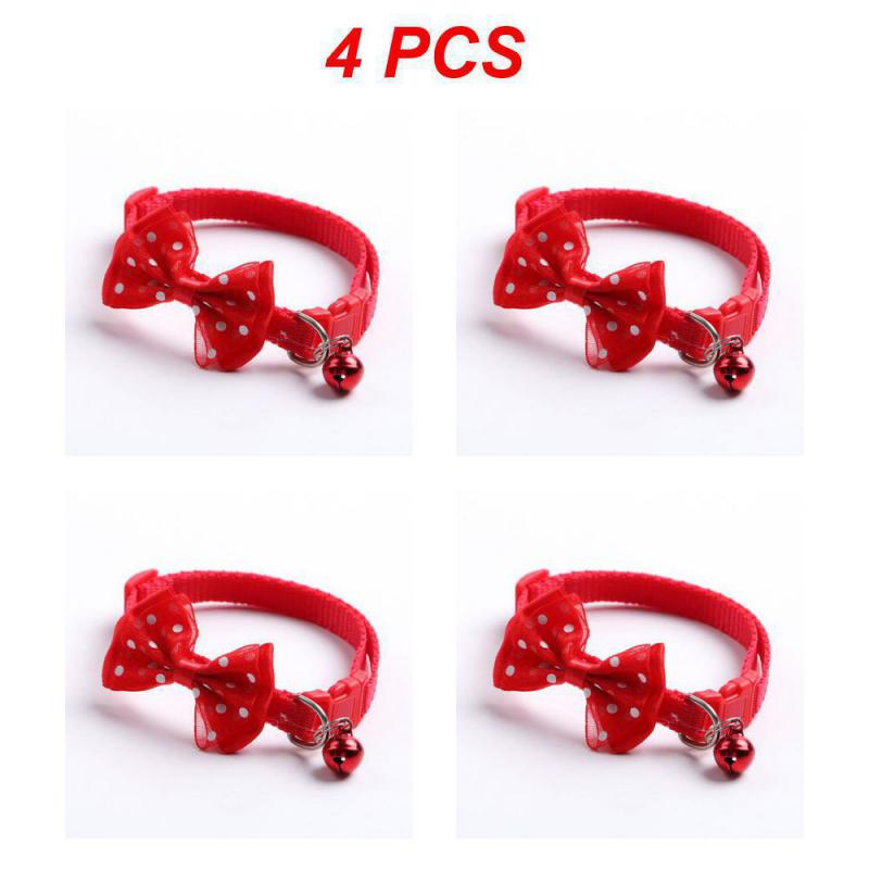 1/2/4PCS Dorakitten Bow Decor Pet Collar Adjustable Dot Design Cute Bell Dog Collar Bow Kitten Collar Pet Supplies Clothing