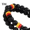 Simple Men Wrist Decor Natural Obsidian Stone Bracelet for Men, 8mm Rock Beaded Casual Daily Wear Jewelry Stretch Bracelet, Stackable Elastic