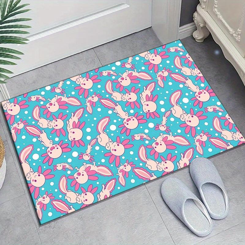 

Axolotl Theme Polyester Area Rug - Crystal Velvet Bedroom Living Room Decor, Non-Slip Large Carpet Chair Mat, High-Density Soft Floor Mat 60cm x 90cm