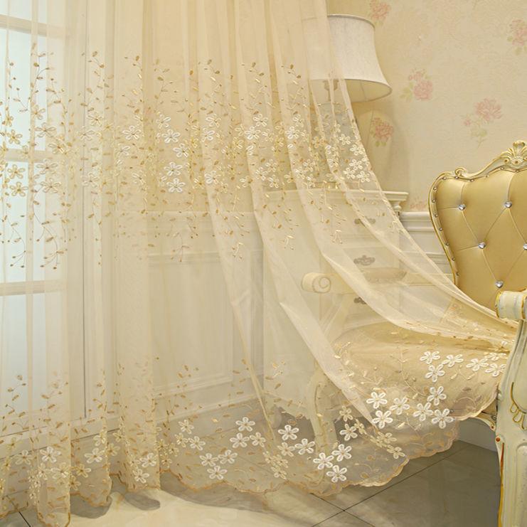 1 buc Cortină Transparentă Europeană cu Flori Embosate Pentru Camera de Zi Broderie 3D Cortină de Tul Transparentă Pentru Dormitor Birou Living Sufragerie Dormitor