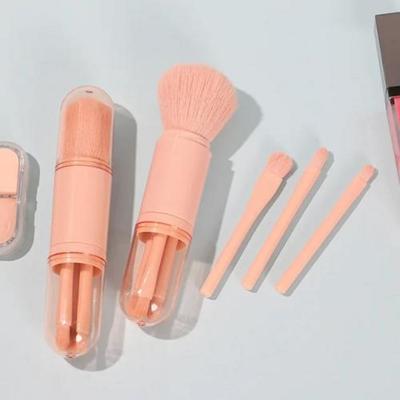 Bright Color Honey Skin Portable Cosmetic Brush Set for Women Mini Small Skin Tone Retractable Makeup Beauty Accessories 4 In 1, 7, 1 Piece