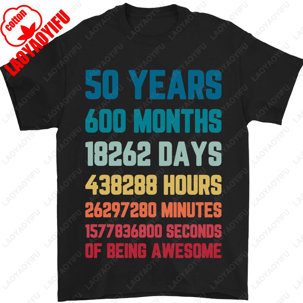 Vintage 1975 Original Mens 50th Birthday TShirt  50 Years of Legacy Cotton Retro Gift Oneck Male Unisex Adult Style Tops