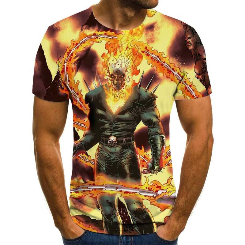 Summer Men's Trendy Casual Evil Knight Digital Printed 3D Short Sleeved T-shirt