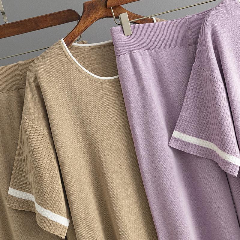 Herbst Winter Faul Wind Lose Hohe Kragen Pulllover Pullover Anzug frauen Einfarbig Kurzarm Stricken Breite Bein Hosen zwei Stück Set