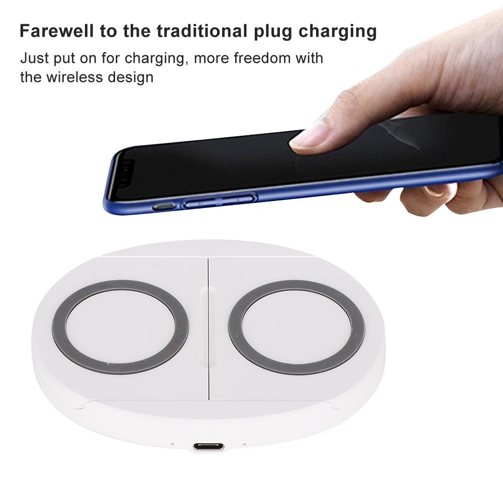 K8 Desktop Wireless Dual Charger Mobile Phone Fast Charging Base with Data CableWhite 5W