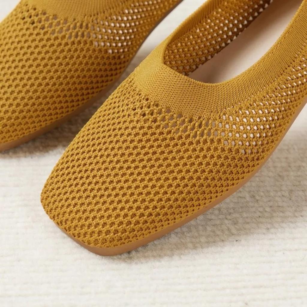 Dámské ploché boty se špičatou špičkou Jednobarevné Pletené slip-on boty Ležérní prodyšné balerínky Dámské ploché boty Mokasíny Dámské