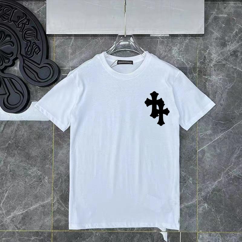 D44 CHROME HEARTS Summer New High Quality Cotton Round Neck Loose Large Size Men's and Women's T-shirt Couple T-shirt